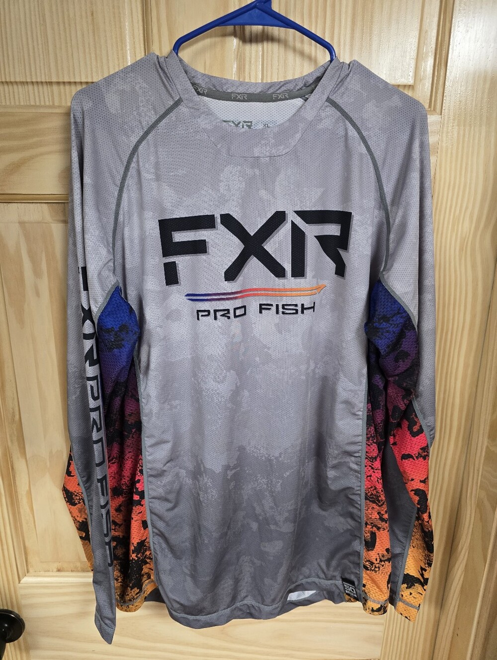 Pro Fish Men's Long Sleeve Swim Shirt - Gray with Multicolor Accents